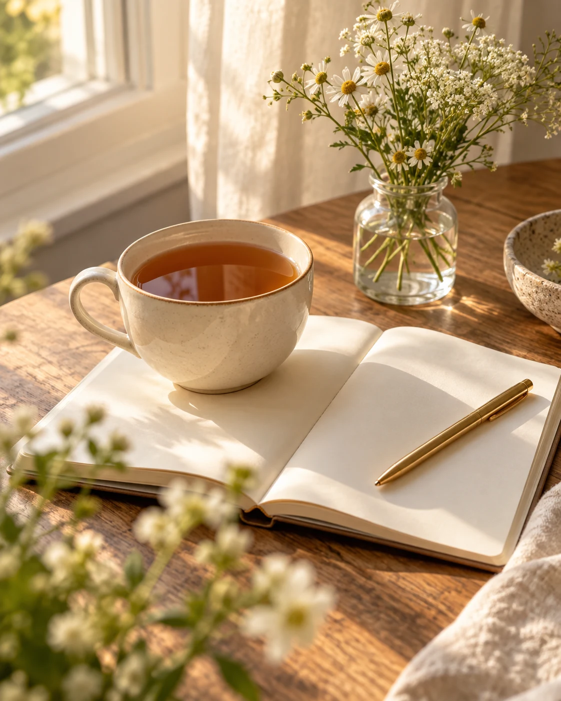 Une tasse et un carnet pour prendre un temps pour soi